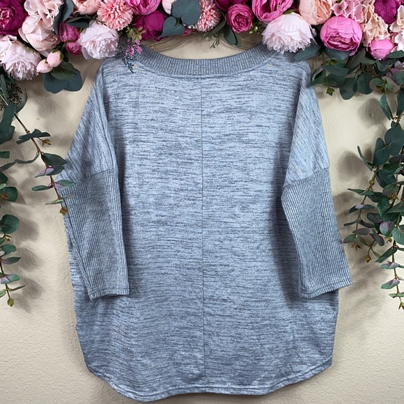 •Life Worx• SLOUCHY |mottled gray| drawstring [cowl neck] w <raglan sleeves> - Picture 10 of 10